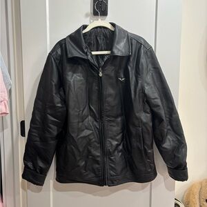 Black Leather Jacket with Logo